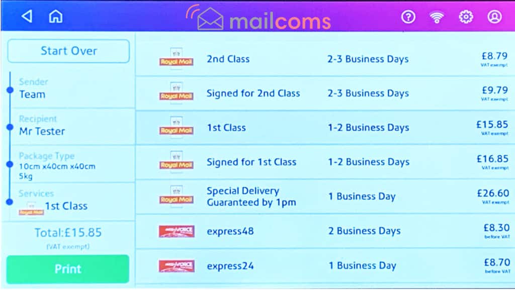 Mailsend+ Royal Mail & Parcelforce Selection